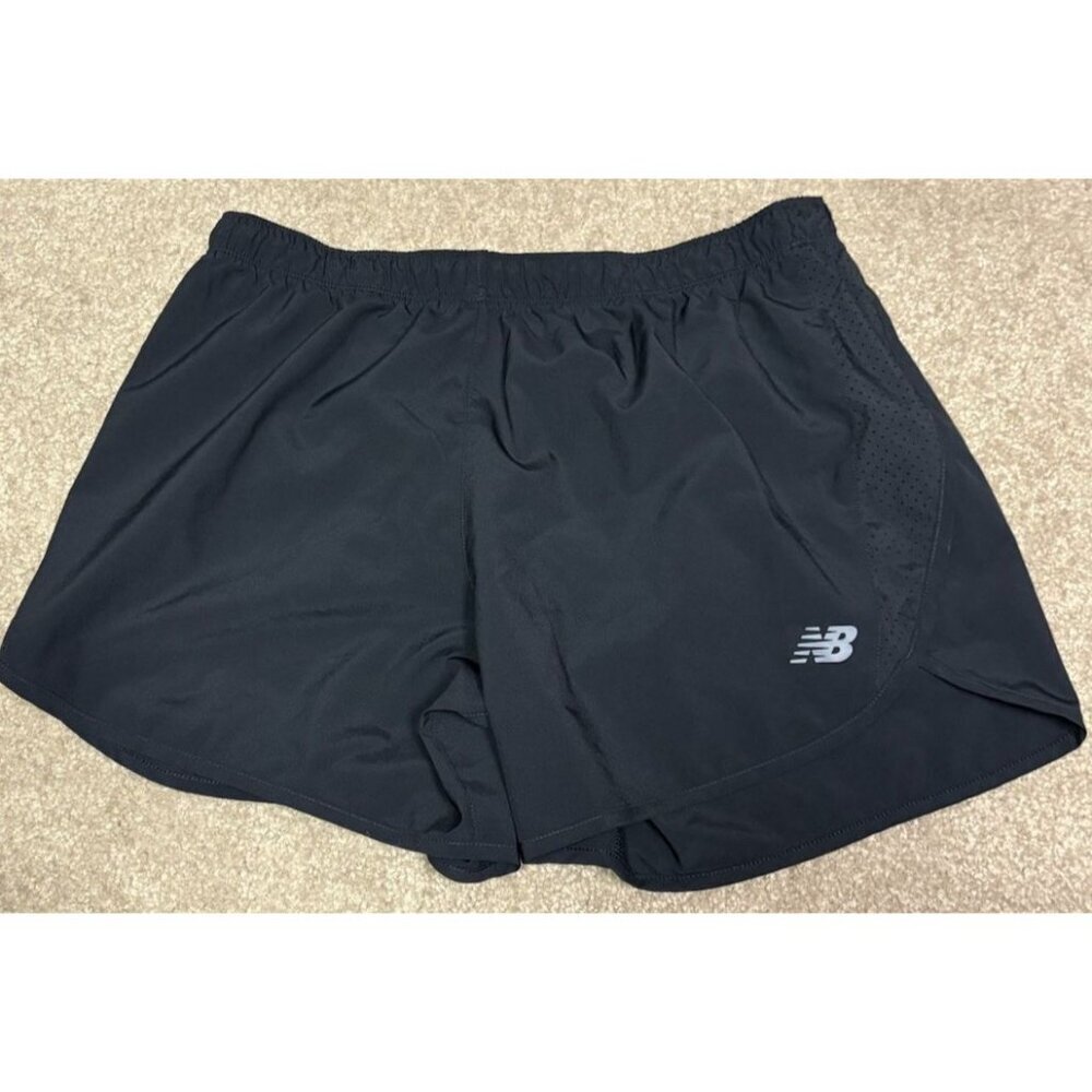 New Balance Running Shorts Women Large Black Workout Exercise Athletic 5” Inseam